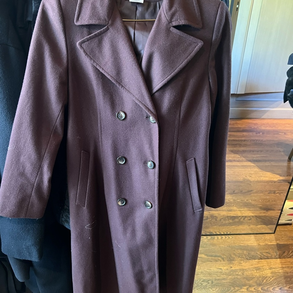 Harve Benard Brown Trench Coat Double-Breasted Wool